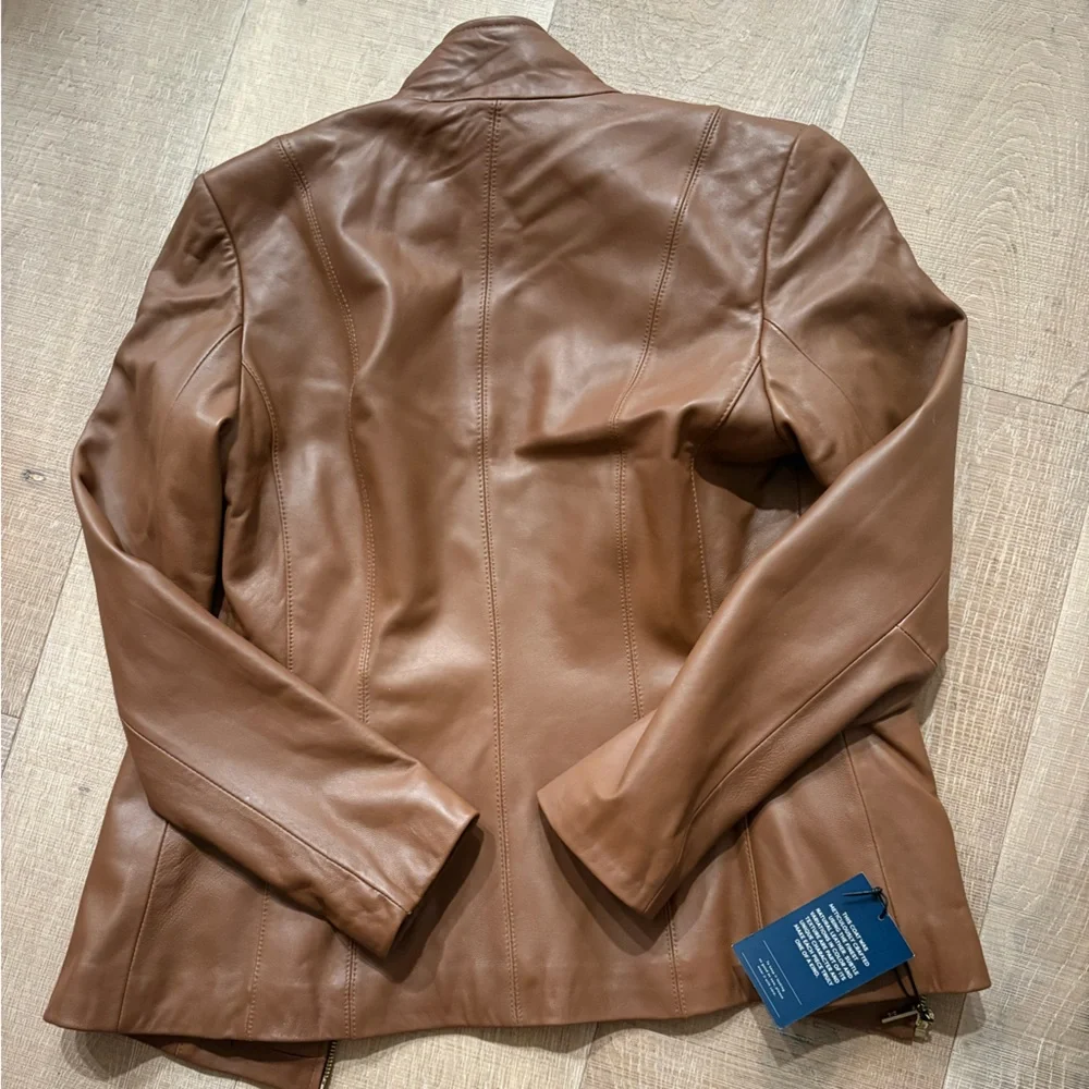 Cole Haan Brown Leather Jacket - Picture 2 of 5